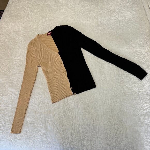 STAUD Shoko Cargo Colorblock Cardigan - Buff Black - Picture 1 of 8